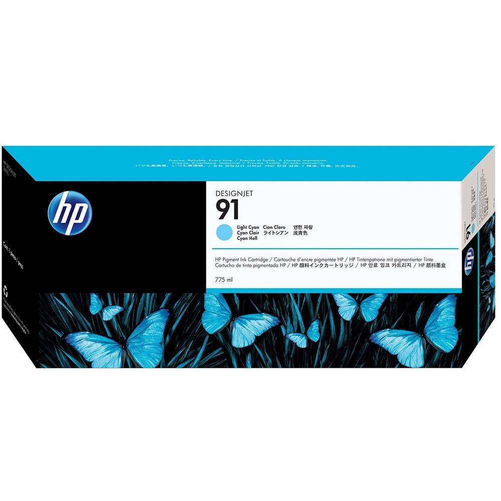 HP 91 DesignJet Pigment Ink Cartridge 775-ml - Light Cyan (C9470A)